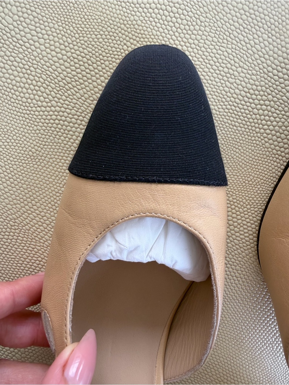 CHANEL Beige and Black Two-Tone Slingback Pumps - Picture 9 of 10